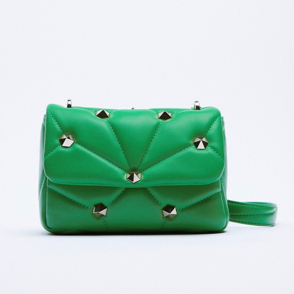 ZARA STUDDED QUILTED CROSSBODY BAG BNWT